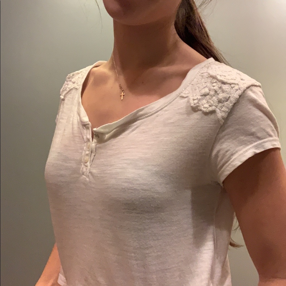 White crop top with shoulder details